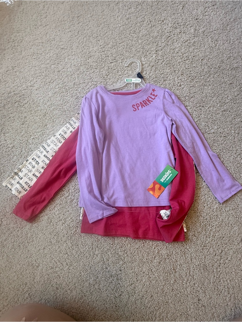 Girls 3 piece bundle Sparkle Long-Sleeve Tee purple and pink